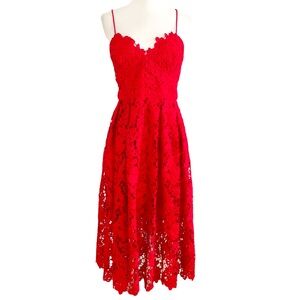 Anthropologie red lace dress